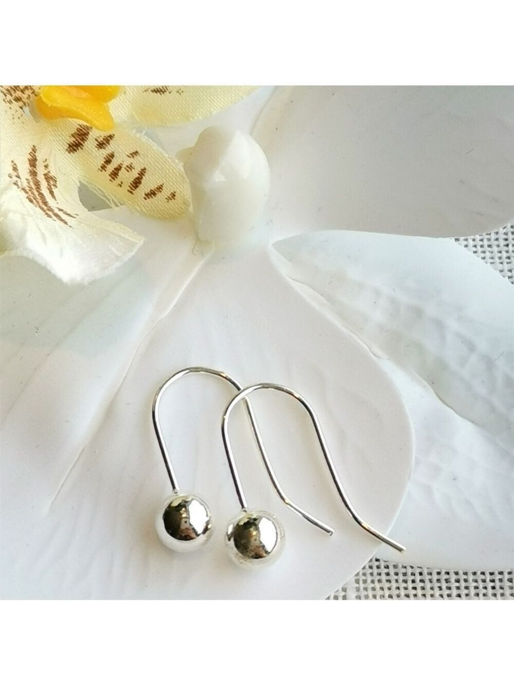 Vintage Sterling silver ball earrings on hook